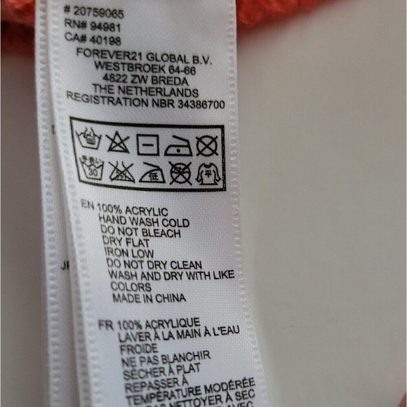 Forever 21 Crochet Knit Pullover Sweater Womens S Small Coral Preppy Acrylic - Picture 6 of 7